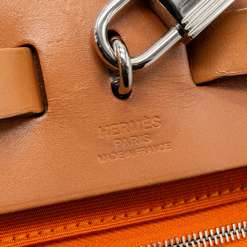 Hermes Herbag 31 Zip Bag Canvas/Hunter Orange SHW Stamp Square R