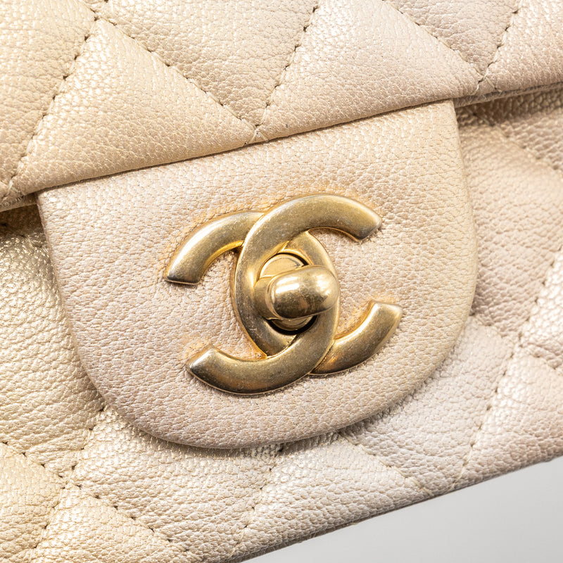 Chanel 22C mini Rectangular Flap Bag Goatskin Ombré Beige Brushed GHW (microchip)