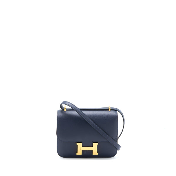 Hermes Mini Constance Evercolour Blue Nuit GHW Stamp D