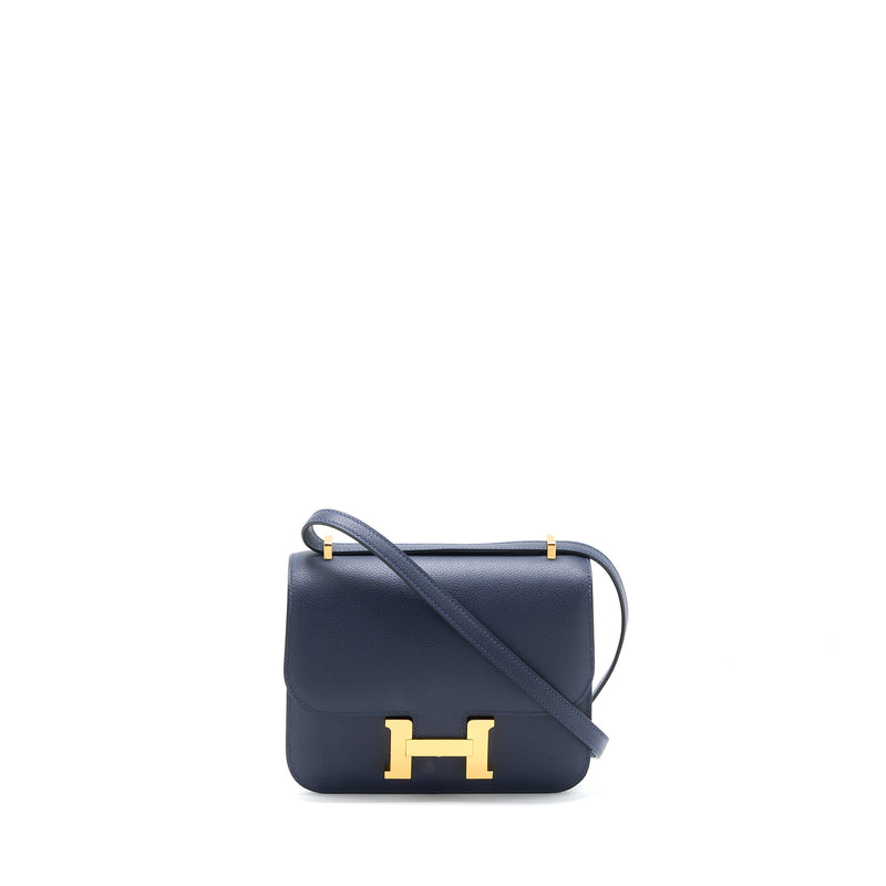 Hermes Mini Constance Evercolour Blue Nuit GHW Stamp D