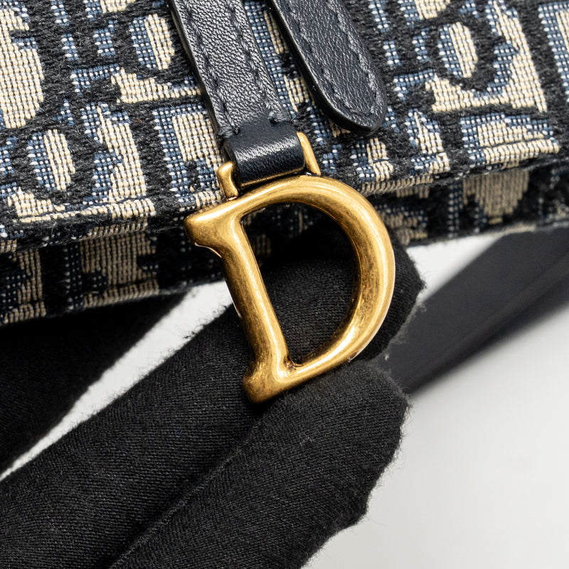 DIOR Saddle Belt Bag Blue Oblique Jacquard Canvas GHW