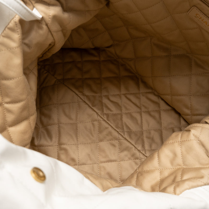 Chanel Large 22 Bag Shiny Calfskin White GHW (microchip)