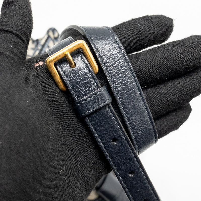 DIOR Saddle Belt Bag Blue Oblique Jacquard Canvas GHW