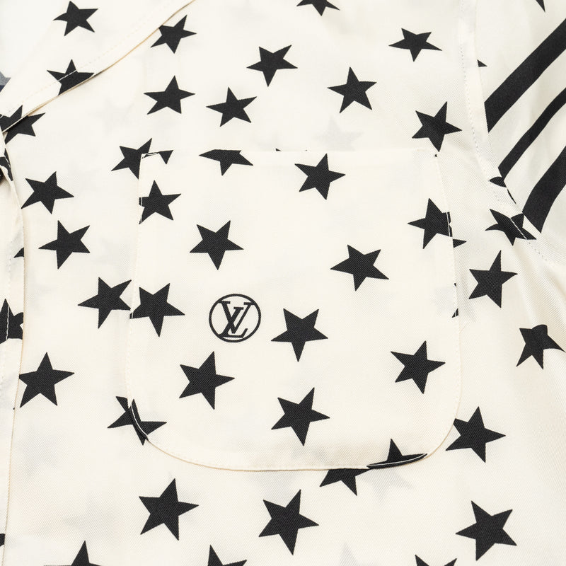 LOUIS VUITTON Size 34 Stars and Stripe Silk Top White/Black