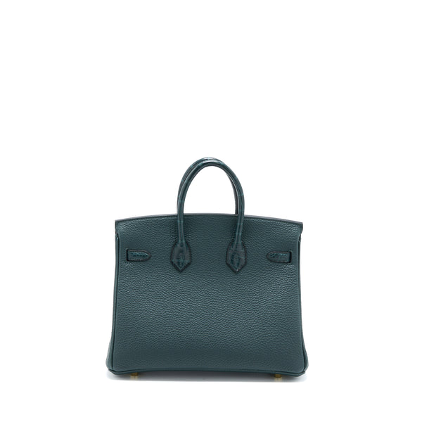 Herme Birkin 25 Touch Togo/Alligator Mississippiensis Vert Cypres GHW Stamp Z