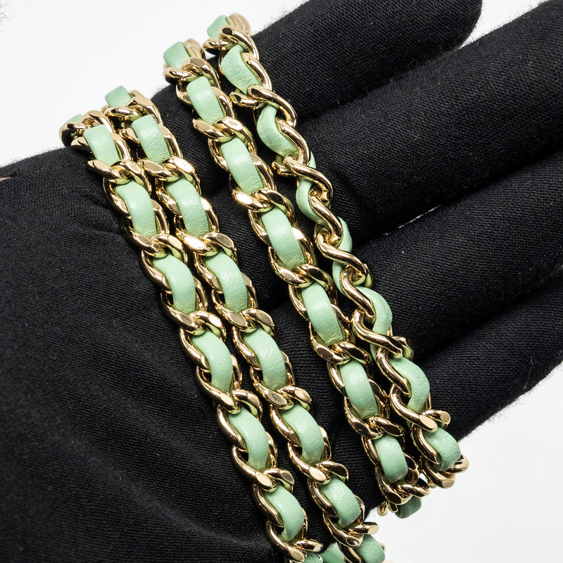 Chanel Top handle mini rectangular flap bag lambskin light green LGHW (microchip)