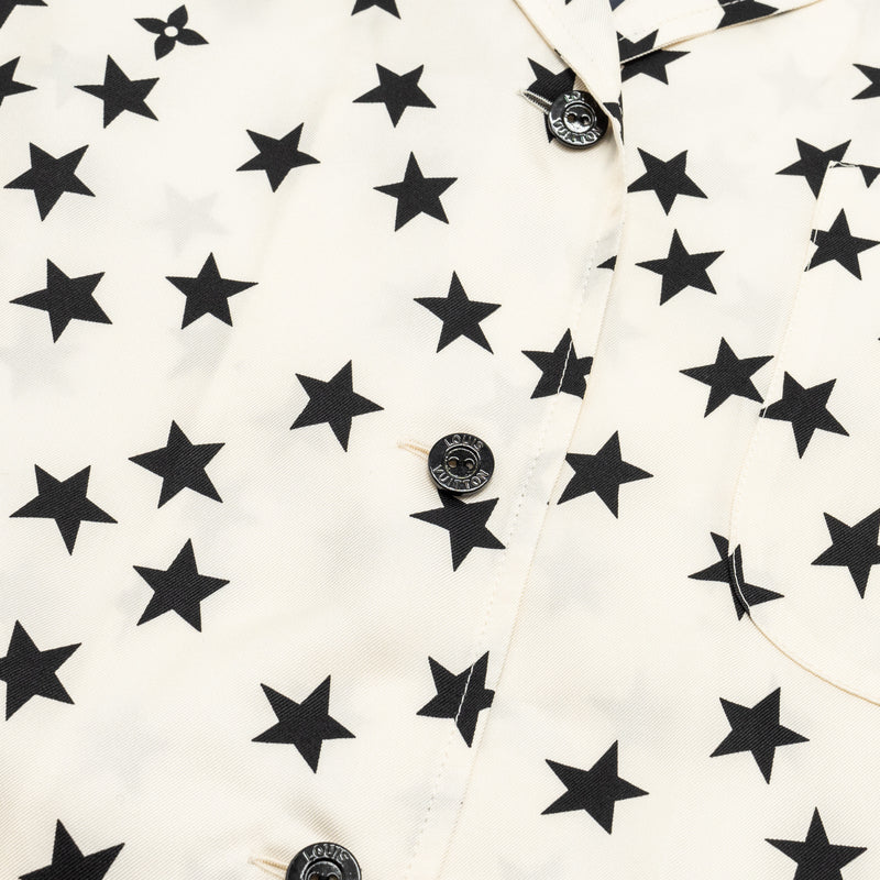 LOUIS VUITTON Size 34 Stars and Stripe Silk Top White/Black