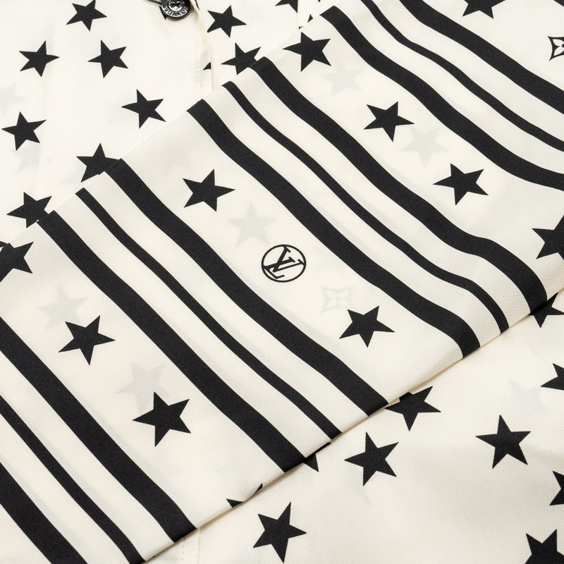 LOUIS VUITTON Size 34 Stars and Stripe Silk Top White/Black