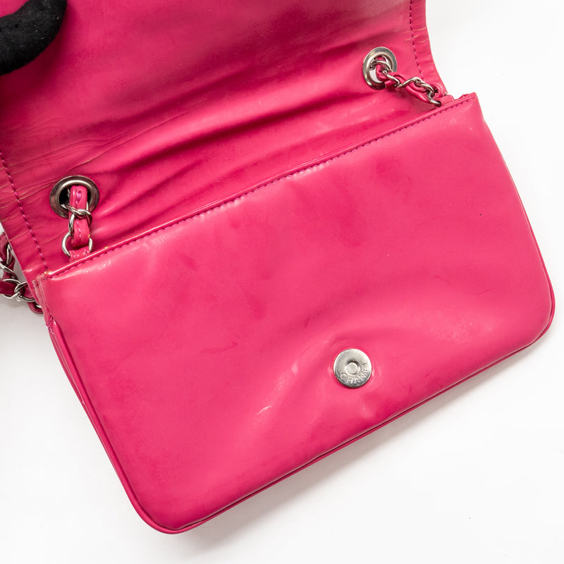 CHANEL Small Vinyl Flap Bag with Chain Leather Hot Pink SHW