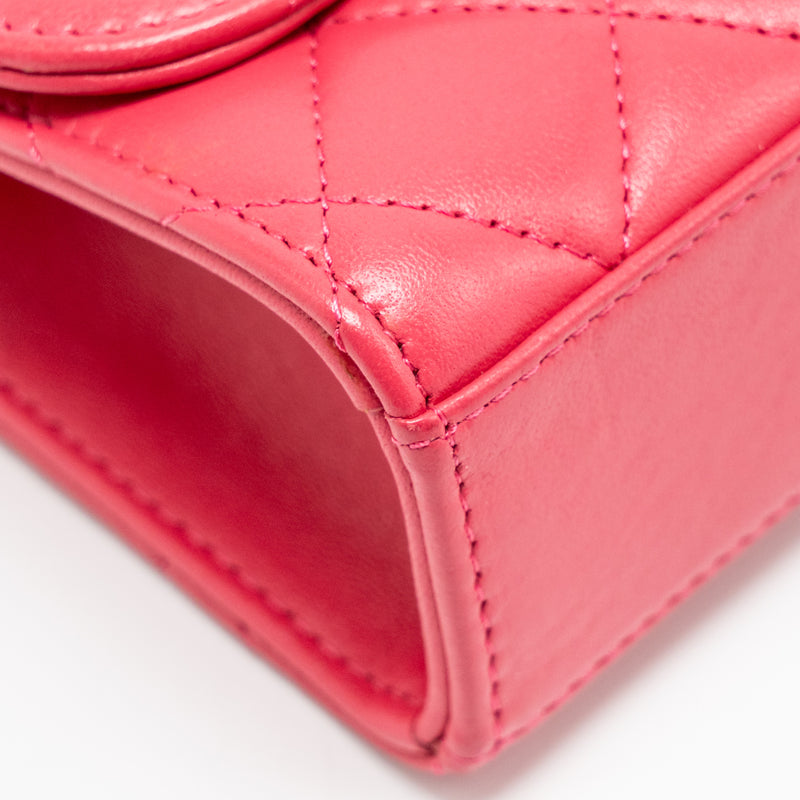 Chanel Mini Trendy CC Clutch with Chain Lambskin Pink LGHW