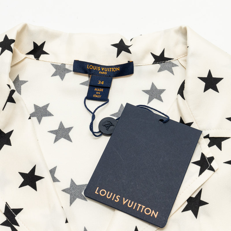 LOUIS VUITTON Size 34 Stars and Stripe Silk Top White/Black