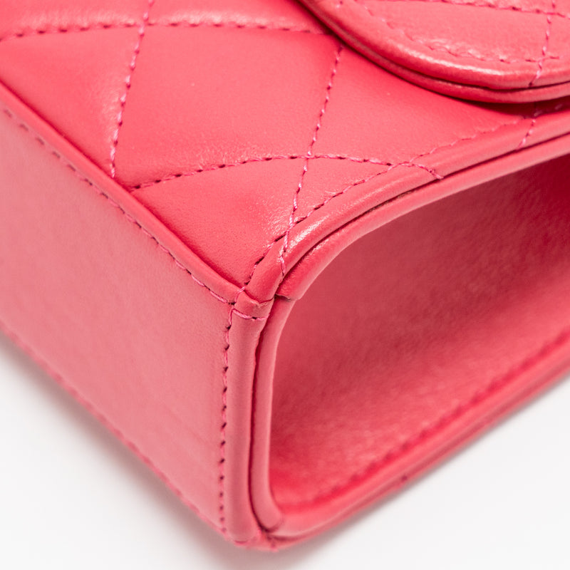 Chanel Mini Trendy CC Clutch with Chain Lambskin Pink LGHW