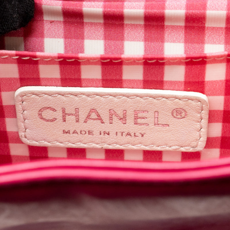 CHANEL Small Vinyl Flap Bag with Chain Leather Hot Pink SHW