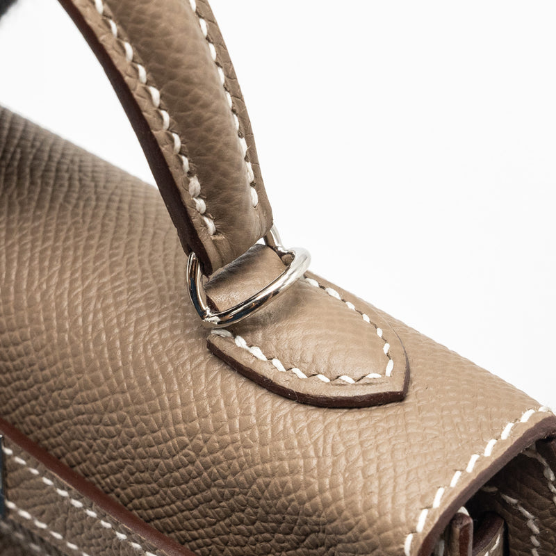 Hermes mini Kelly II epsom etoupe SHW stamp B
