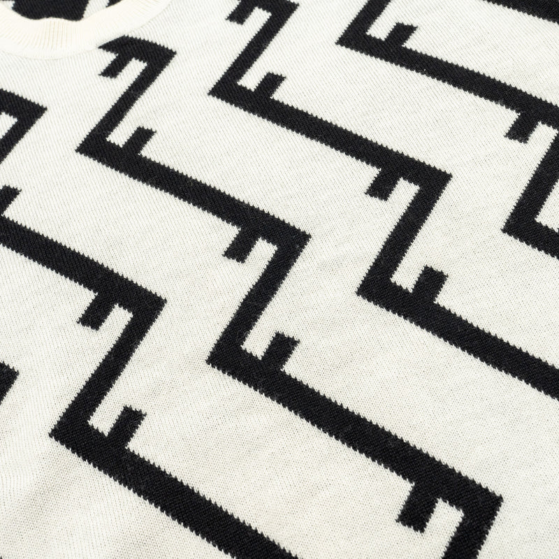 Fendi Size 48 Geometric FF Sweater Wool White/Black