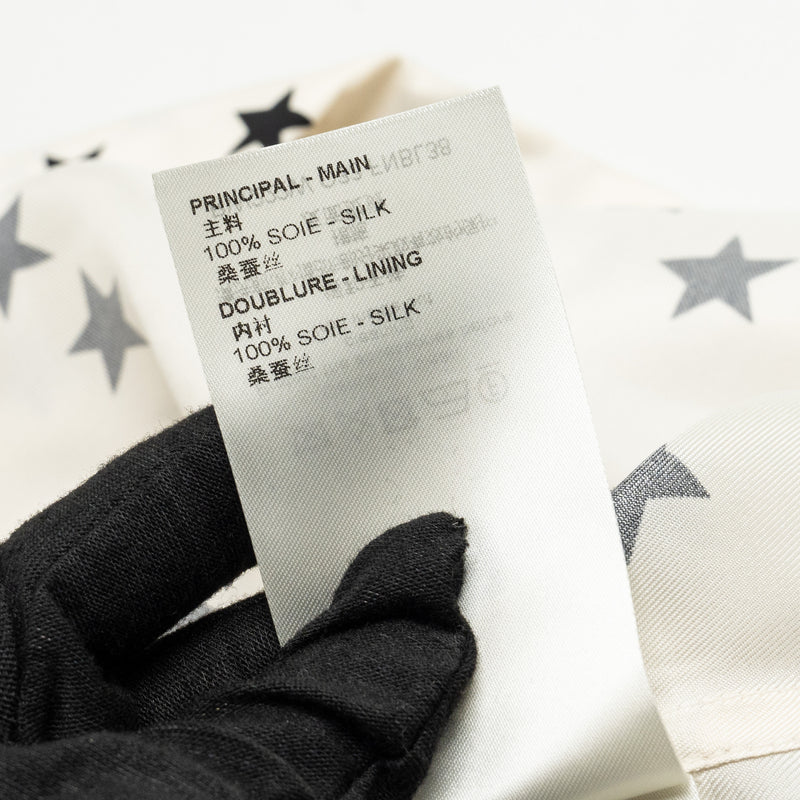 LOUIS VUITTON Size 34 Stars and Stripe Silk Top White/Black