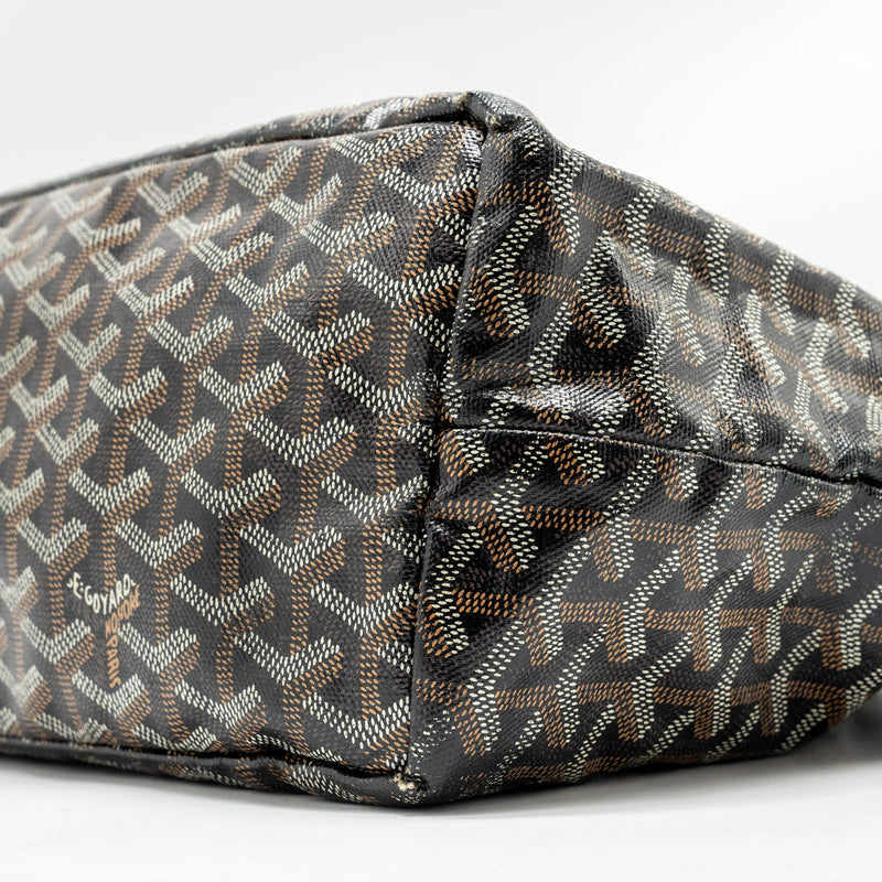 Goyard Saint Louis PM Tote Bag Goyardine Canvas / Calfskin Black SHW