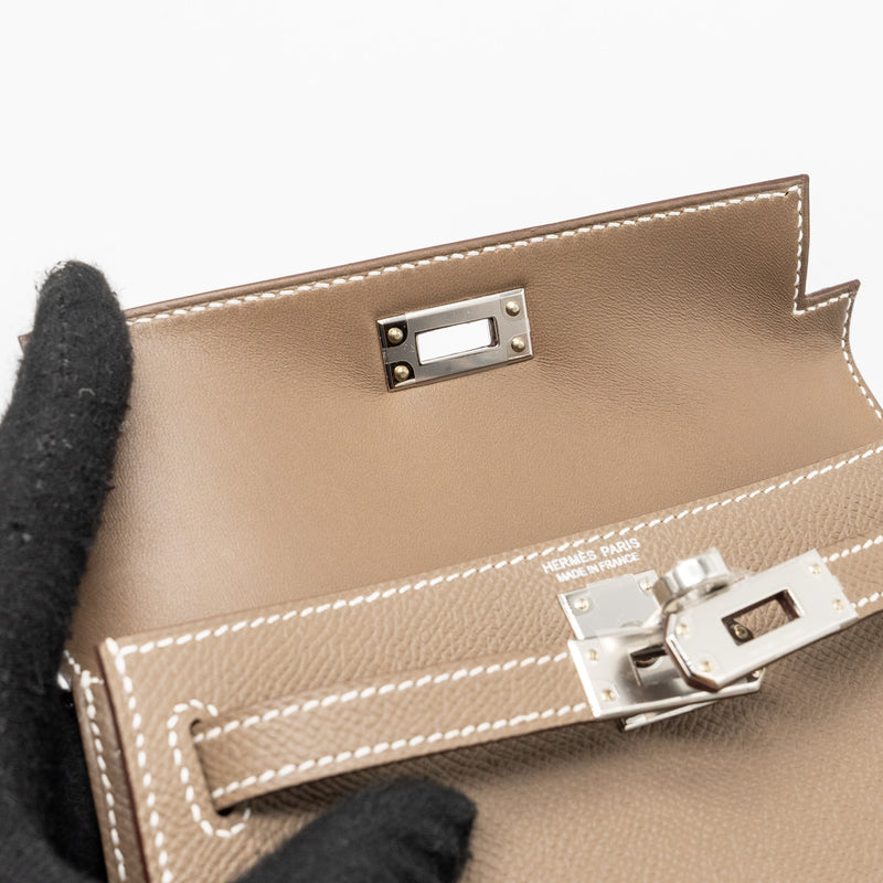 Hermes mini Kelly II epsom etoupe SHW stamp B