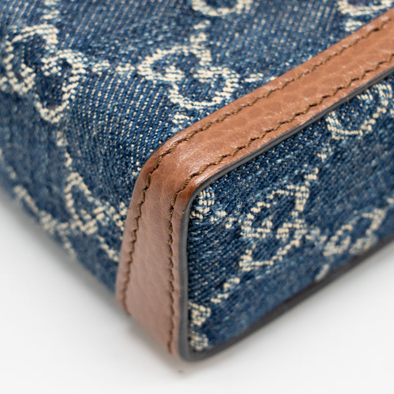 Gucci Horsebit 1955 Mini Bag Denim/Calfskin Blue/Brown GHW