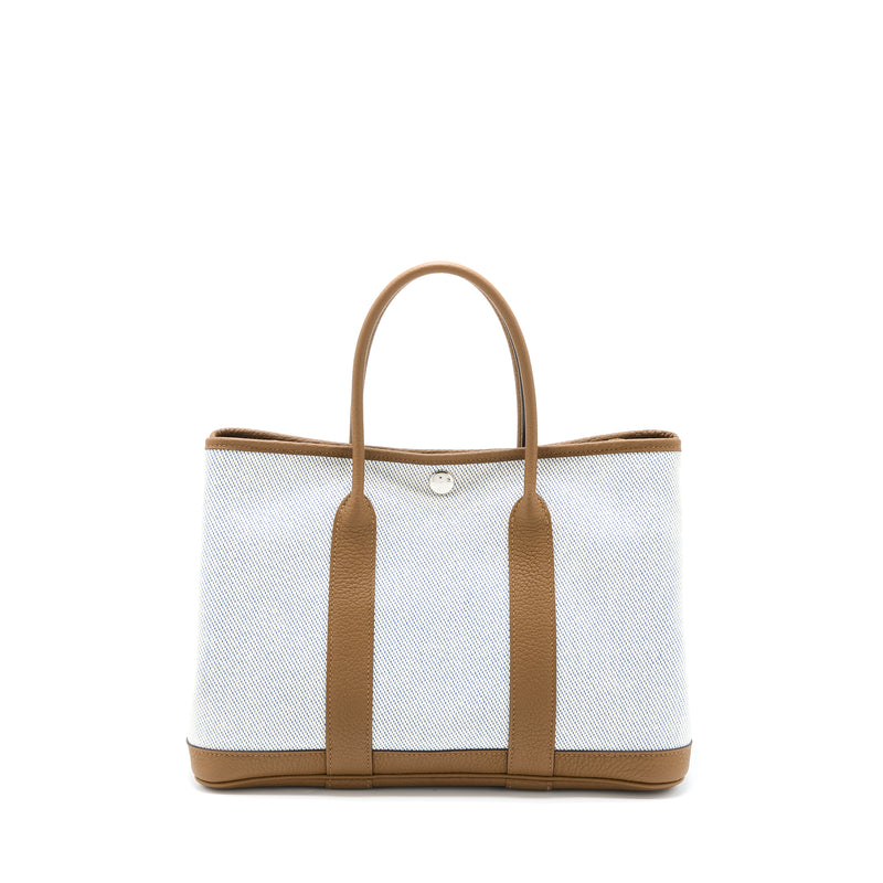 Hermes Garden Party 30 Negonda/Canvas Bleu Bill/Alezan SHW Stamp U
