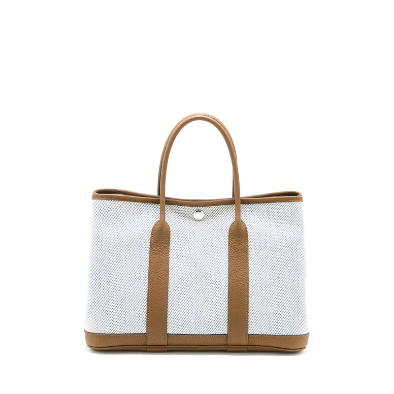 Hermes Garden Party 30 Negonda/Canvas Bleu Bill/Alezan SHW Stamp U