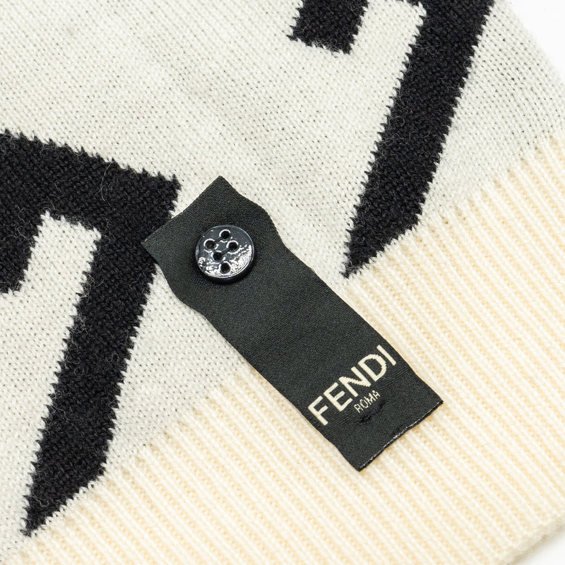 Fendi Size 48 Geometric FF Sweater Wool White/Black