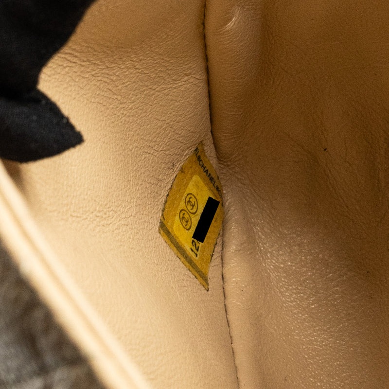 Chanel East-West Flap Shoulder Bag Caviar Beige GHW
