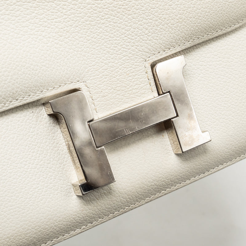 Hermes Mini Constance Epsom Blanc SHW Stamp D