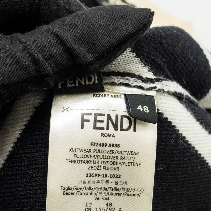 Fendi Size 48 Geometric FF Sweater Wool White/Black