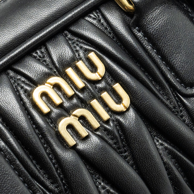 MIU MIU Arcadie Matelasse Nappa Bag Black GHW