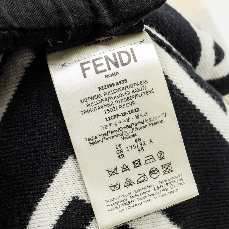 Fendi Size 48 Geometric FF Sweater Wool White/Black