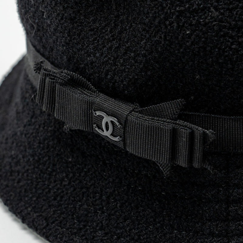 Chanel Size 57 Bucket Hat Wool Black