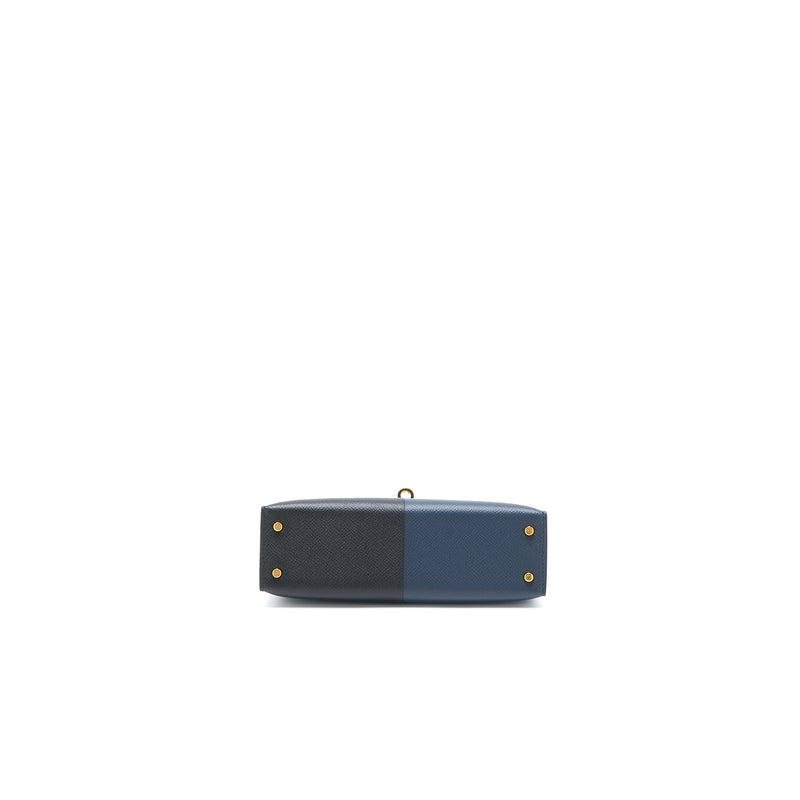 Hermès Mini Kelly Casaque Epsom Blue Indigo / Black Verso Rouge Grenat Gold  Hardware