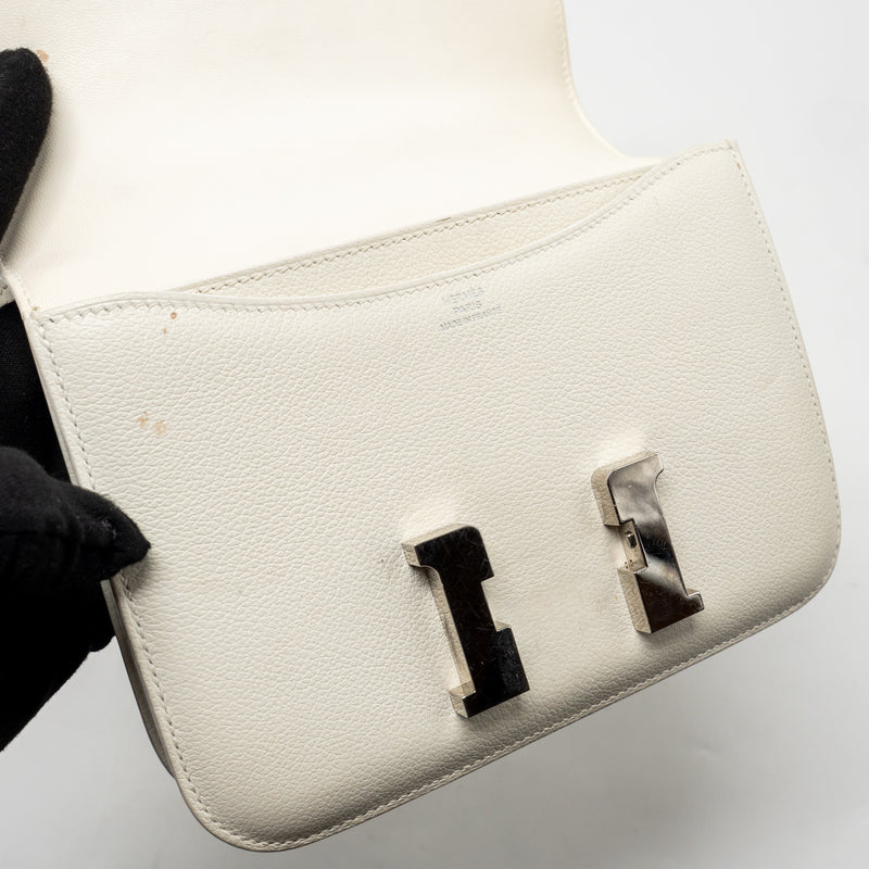 Hermes Mini Constance Epsom Blanc SHW Stamp D