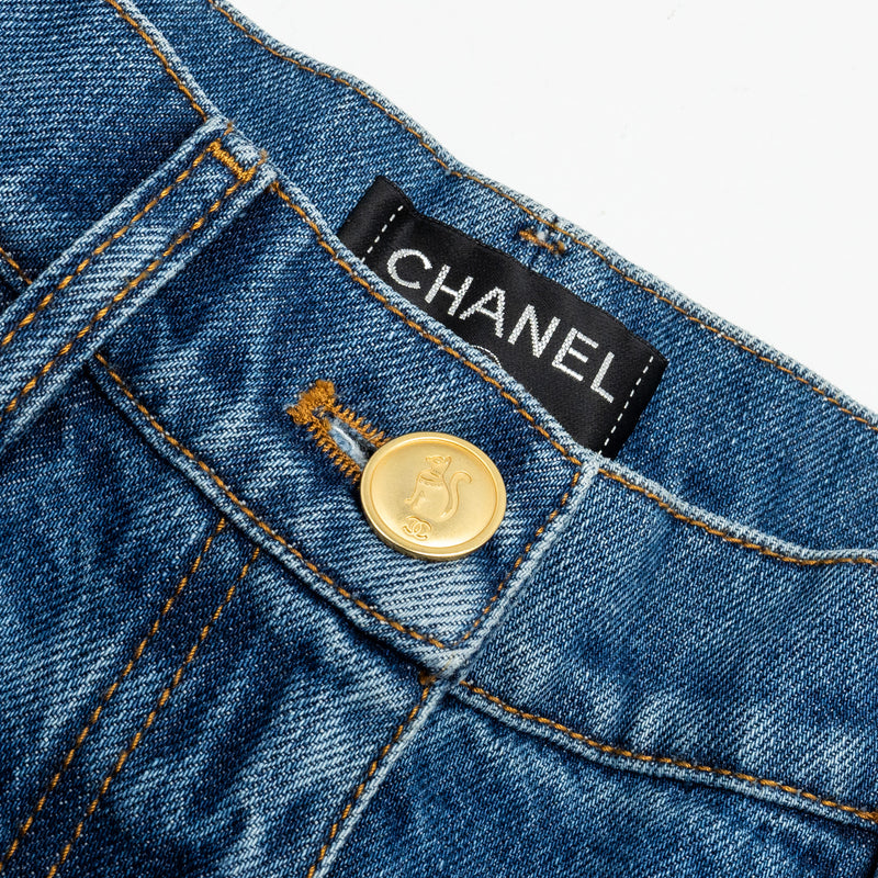 Chanel 19A Size 36 Straight Leg Denim Jeans Cotton Blue