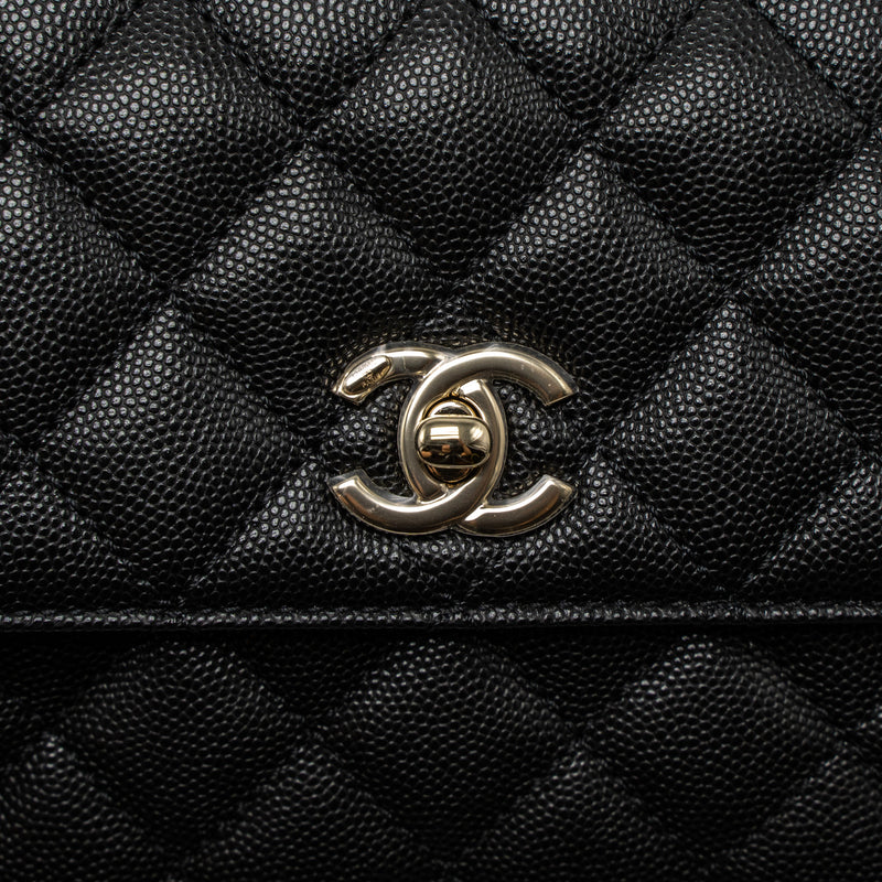 Chanel Small Coco Handle Caviar Black LGHW (Microchip)