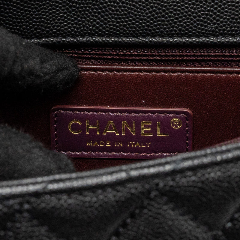 Chanel Medium Coco Handle Lizard Embossed Handle Caviar Black LGHW (Microchip)