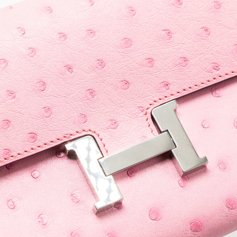 Hermes Constance to go ostrich bubblegum pink SHW Stamp U