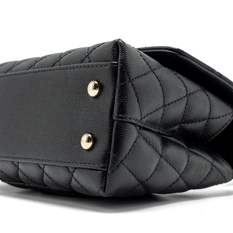 Chanel Small Coco Handle Caviar Black LGHW (Microchip)