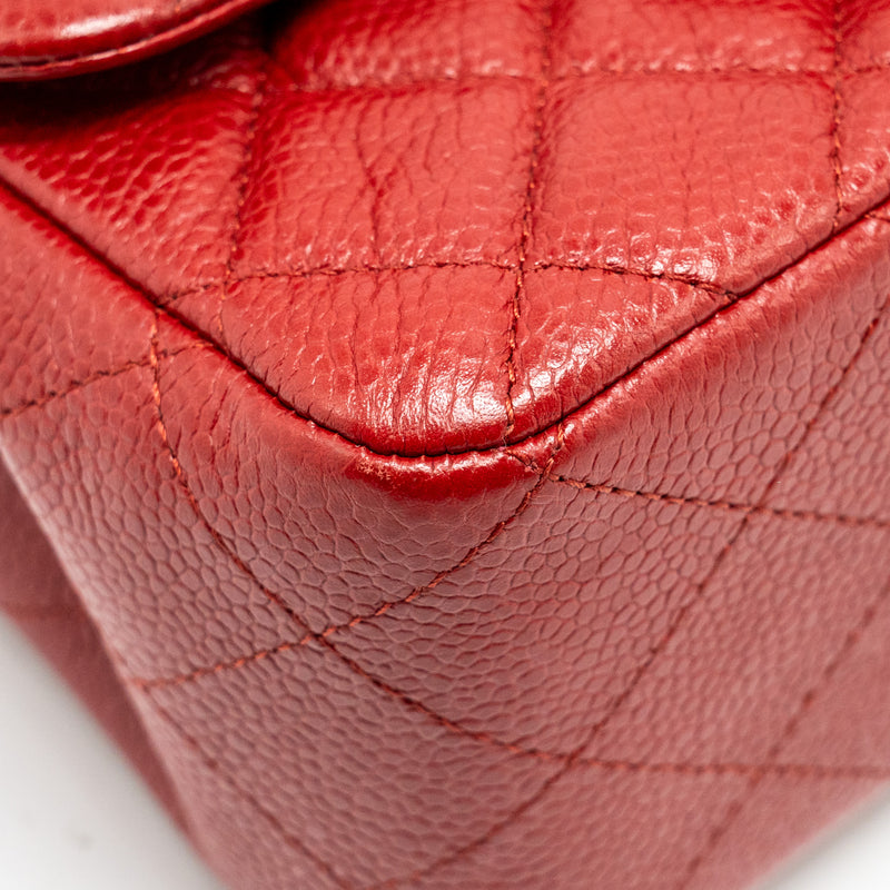 Chanel Mini Square Flap bag Caviar Red SHW