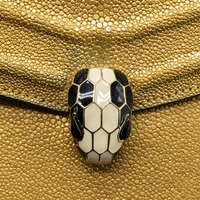 Bvlgari Serpenti Forever Crossbody Bag Stingray Leather Gold LGHW