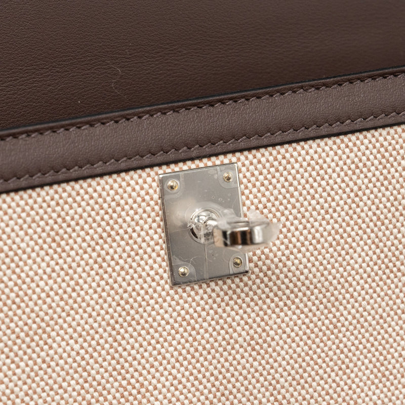 Hermes Kelly 25 Canvas/Swift Moka SHW Stamp B