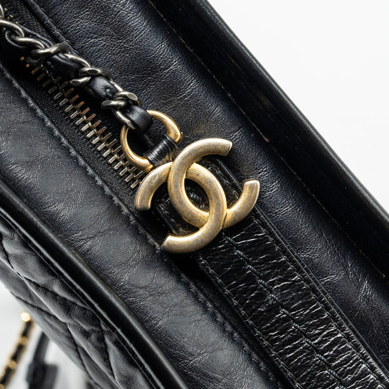 Chanel Small Gabrielle Hobo Bag Aged Calfskin Black Multicolour Hardware