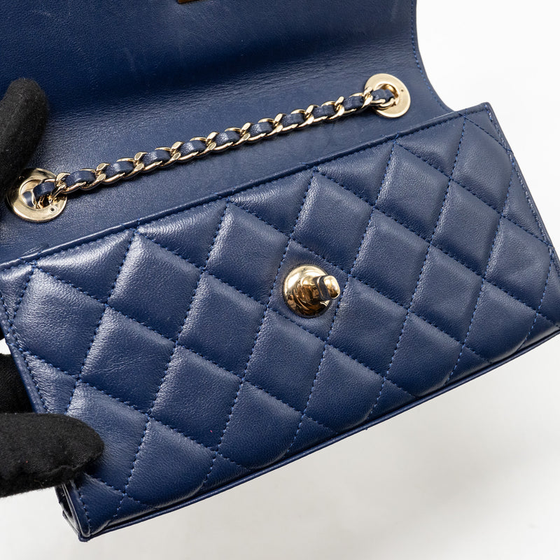 Chanel Trendy CC Mini Wallet On Chain Lambskin Blue LGHW (microchip)
