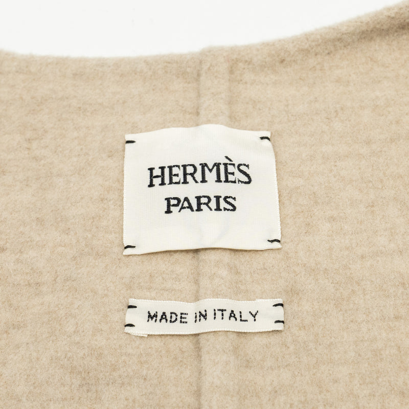 Hermes Size 36 Paletot Fermoir Anneaux Coat Baby Cashmere Beige Glaise