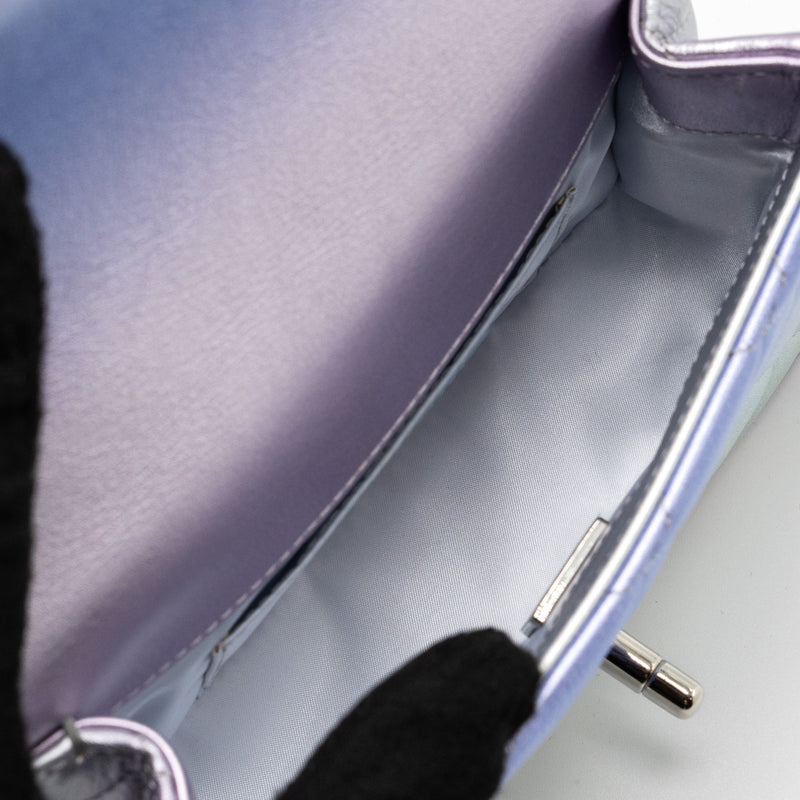 Chanel Clutch Calfskin Iridescent Multicolour with Multicolour and Silver Hardware (Microchip)