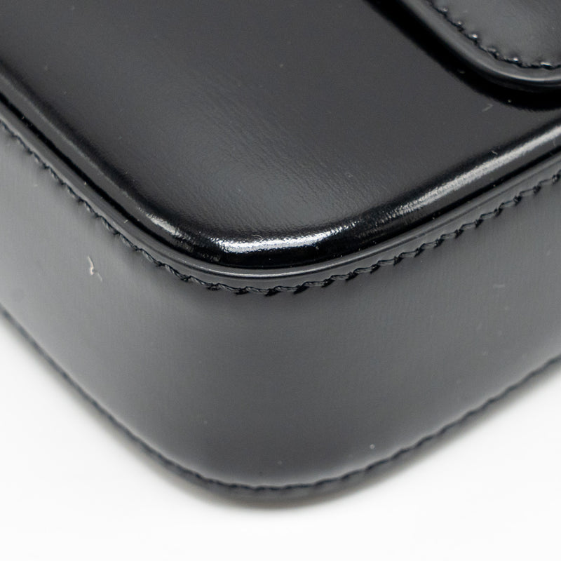 CELINE Triomphe Shoulder Bag Shiny Calfskin Black GHW