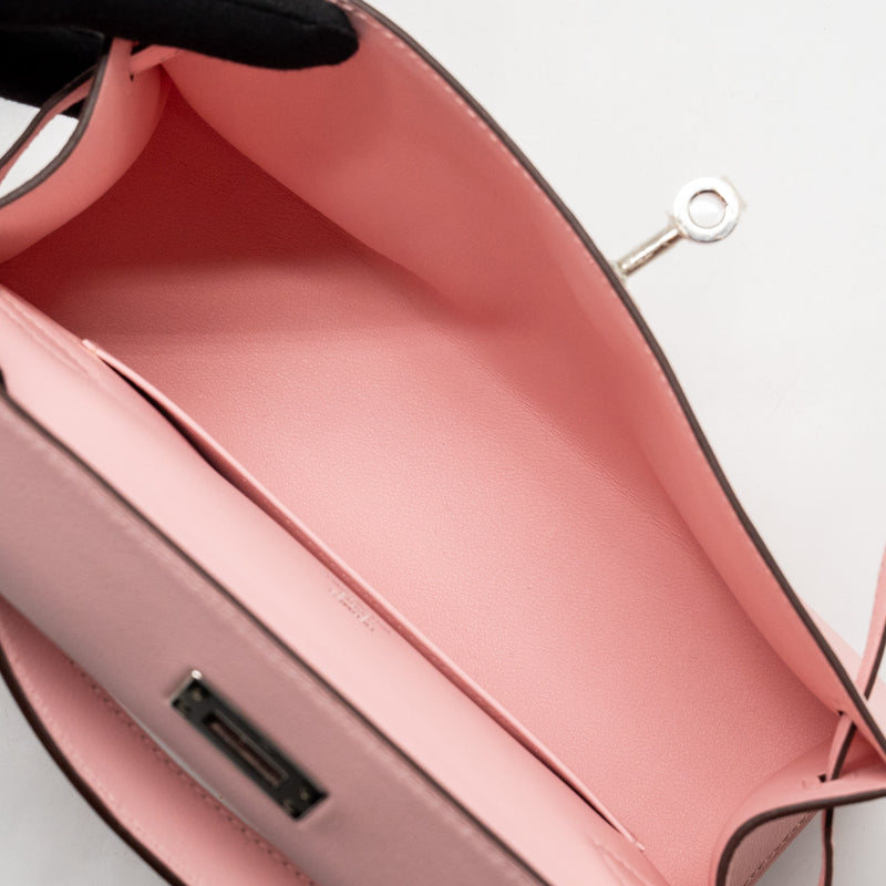 Hermes Kelly Pochette Swift Rose Sakura SHW Stamp D