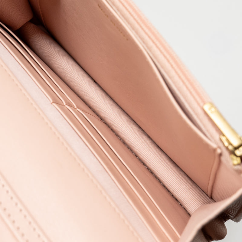 Chanel Camellia Turnlock Wallet On Chain Caviar Light Pink GHW (microchip)