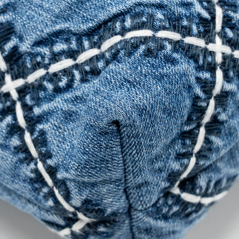 Chanel Small 22 Bag Denim Blue with White Stitching SHW (Microchip)